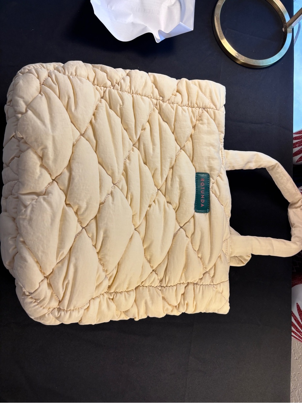 Rotunda Soft Quilted Cream Tote Bag